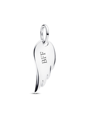 Engravable Angel Wing Tag Pendant - Sterling silver