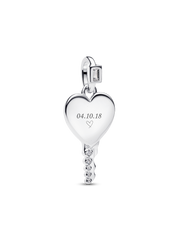 Engravable Heart Key Pendant - Sterling silver