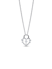 Sparkling Heart Padlock Pendant Necklace - Sterling silver