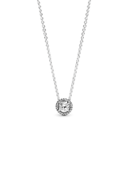Round Sparkle Halo Necklace - Sterling silver