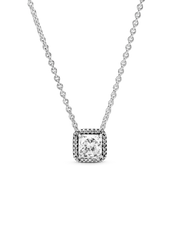 Square Sparkle Halo Necklace - Sterling silver