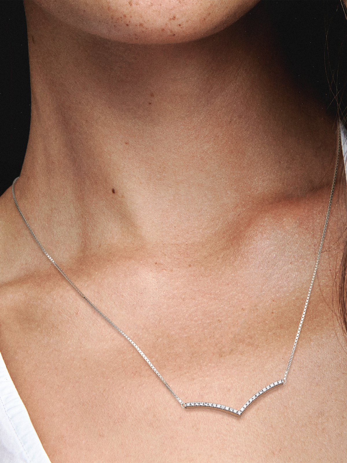 FINAL SALE - Sparkling Wishbone Necklace - Sterling silver