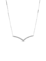 FINAL SALE - Sparkling Wishbone Necklace - Sterling silver