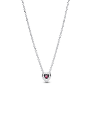 Pink Elevated Heart Necklace - Sterling silver