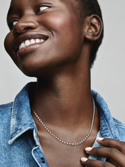 Beads & Pavé Necklace - Sterling silver