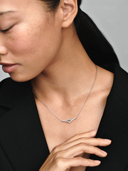 FINAL SALE - Sparkling Wishbone Heart Collier Necklace - Sterling silver
