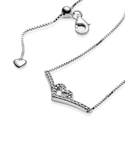 FINAL SALE - Sparkling Wishbone Heart Collier Necklace - Sterling silver