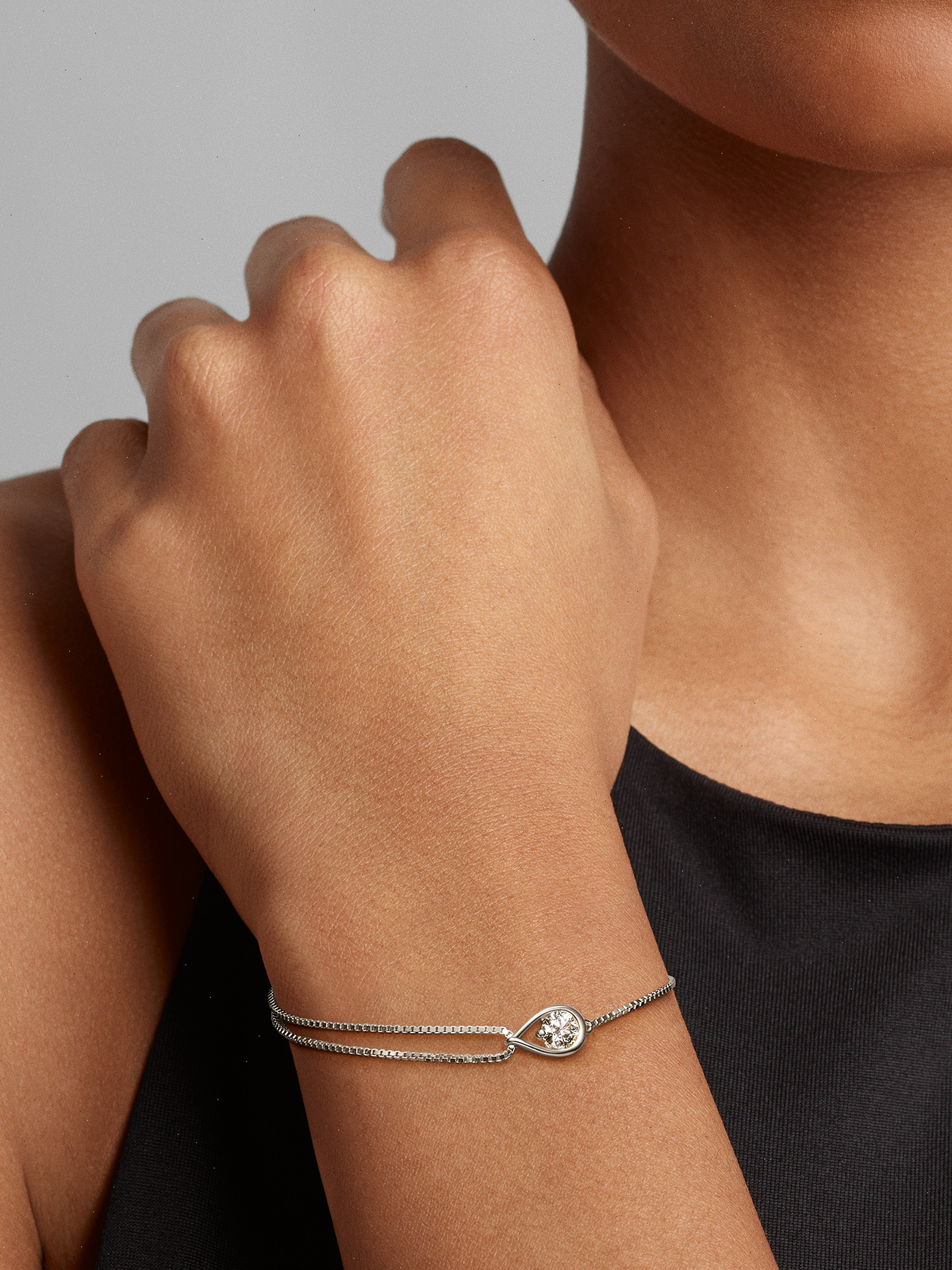 FINAL SALE - Pandora Infinite 14k White Gold Lab-grown Diamond Double Chain Bracelet - 0.50 ct TW, 14k white gold