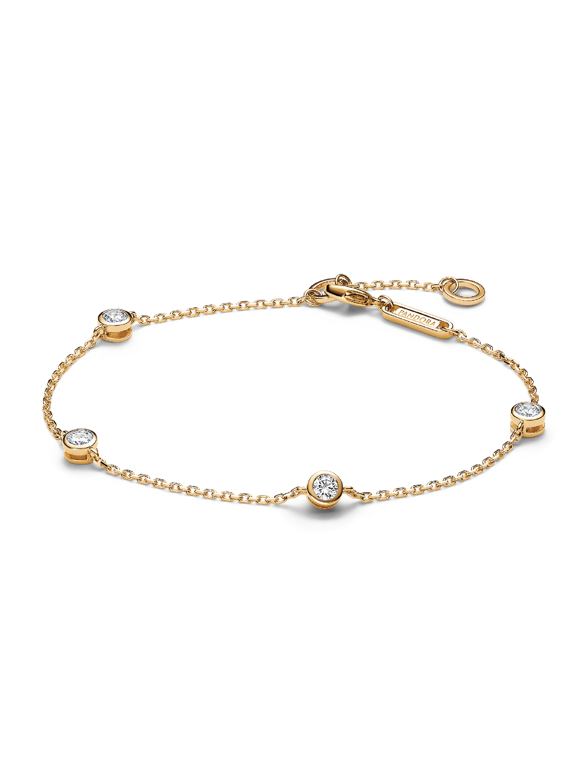 FINAL SALE - Pandora Era Bezel 14k Gold Lab-grown Diamond Station Chain Bracelet - 0.40 ct TW, 14k gold