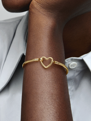 FINAL SALE - Pandora Moments Heart Closure Snake Chain Bracelet - 14k gold