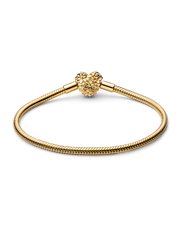 My Pandora Daisy Heart Clasp Snake Chain Bracelet - 0.009 ct TW, 14k gold plating