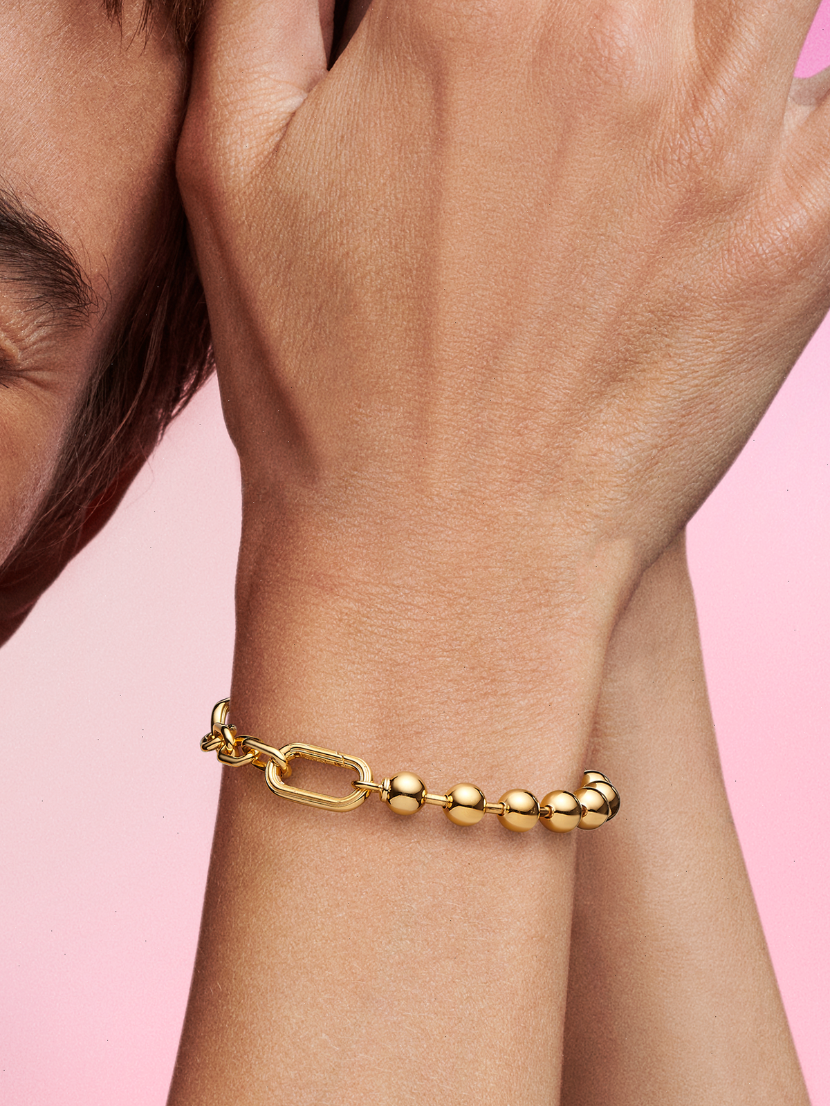 Pandora ME Metal Bead & Link Chain Bracelet - 14k gold plating