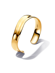 Organically Shaped Broad Open Bangle - 14k gold plating