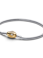 Snake Clasp & Chain Bracelet - Sterling silver, 14k gold plating