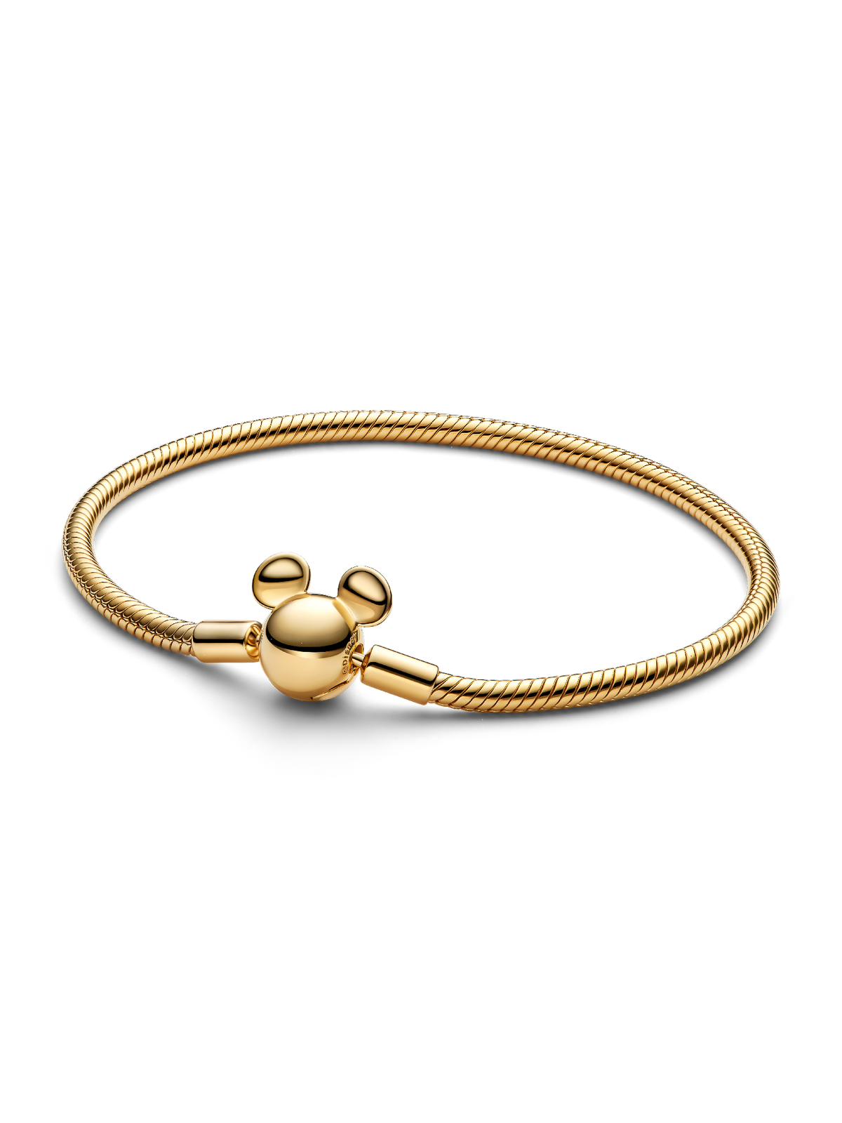 Disney Mickey Mouse Clasp Moments Snake Chain Bracelet - 14k gold plating