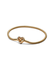 Sparkling Infinity Heart Clasp Snake Chain Bracelet - 14k gold plating