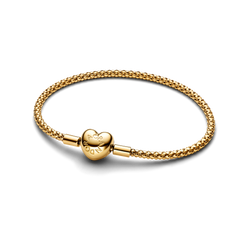 Heart Clasp Studded Chain Bracelet - 14k gold plating