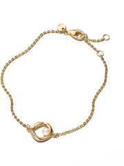 Organically Shaped Pavé Circle & Treated Freshwater Cultured Pearl Bracelet - 14k gold plating