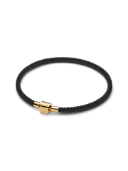 Shimmering Black Cord Bracelet - 14k gold plating