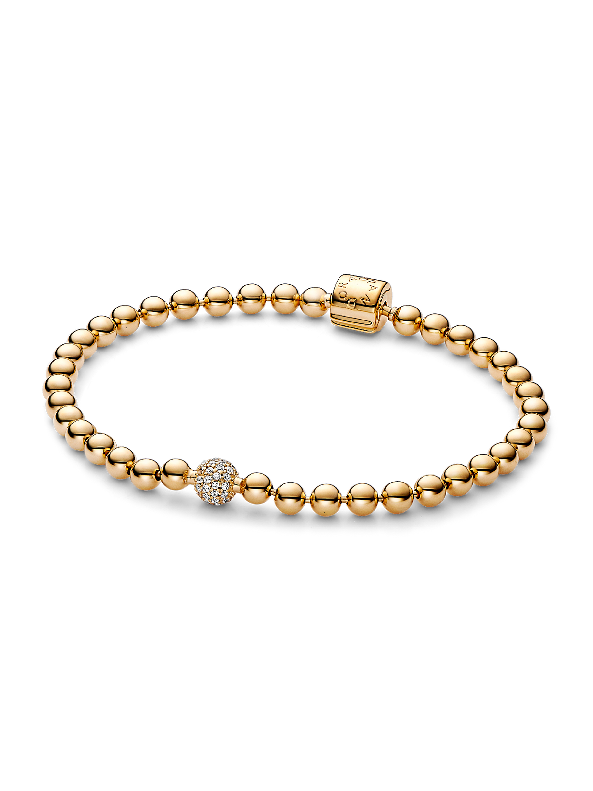 Beads & Pavé Bracelet - 14k gold plating