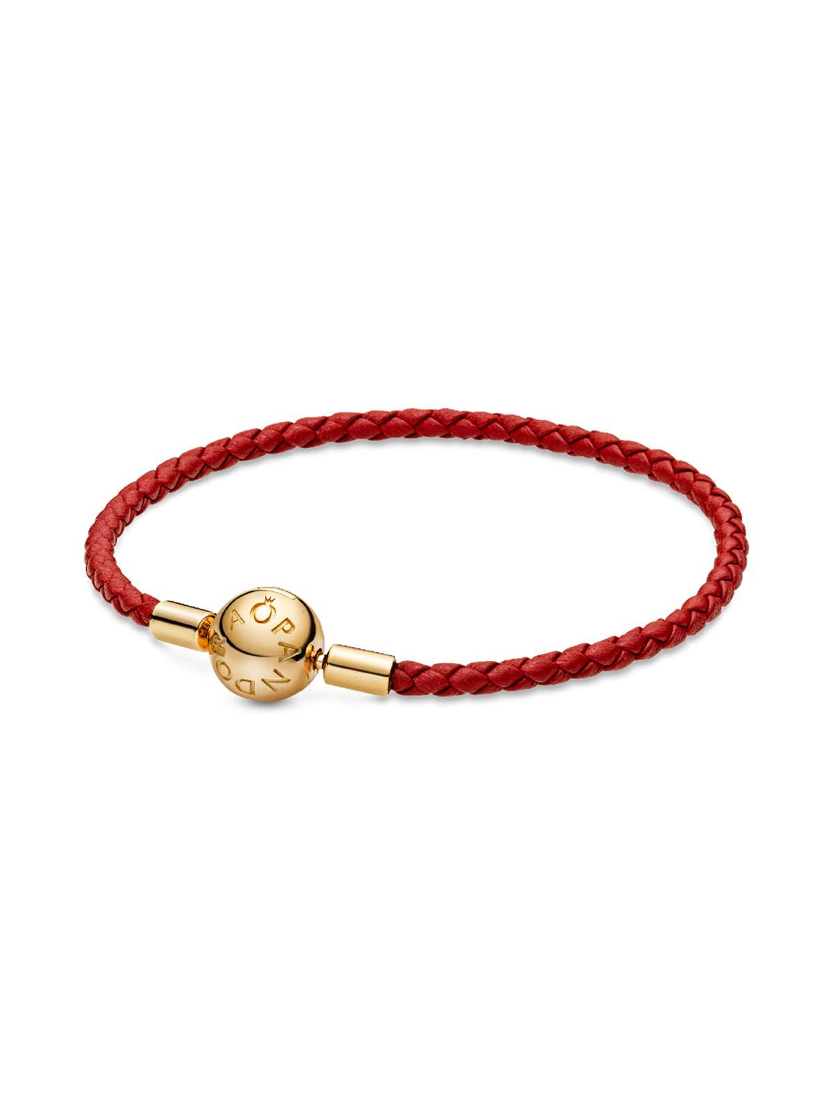 Pandora Moments Red Woven Leather Bracelet - 14k gold plating