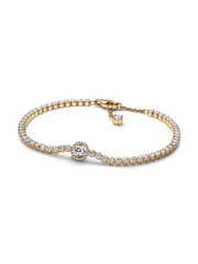 Sparkling Halo Tennis Bracelet - 14k gold plating