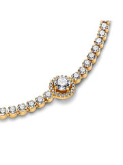 Sparkling Halo Tennis Bracelet - 14k gold plating