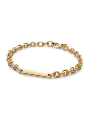 Engravable Bar Link Bracelet - 14k gold plating
