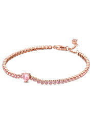 Sparkling Heart Tennis Bracelet - 14k rose gold plating
