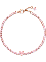 Sparkling Heart Tennis Bracelet - 14k rose gold plating
