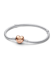 Moments Heart & Snake Chain Bracelet - Sterling silver, 14k rose gold plating