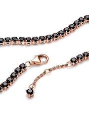 Black Sparkling Tennis Bracelet - 14k rose gold plating