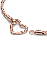 Pandora Moments Heart Closure Snake Chain Bracelet - 14k rose gold plating