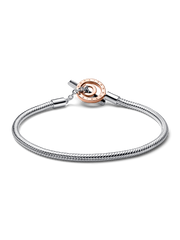 FINAL SALE - Pandora Moments Two-tone Logo T-Bar Snake Chain Bracelet - Sterling silver, 14k rose gold plating