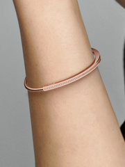 FINAL SALE - Pandora Signature I-D Pavé Bangle - 14k rose gold plating