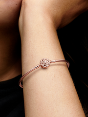 FINAL SALE - Pandora Moments Sparkling Snowflake Clasp Bangle - 14k rose gold plating