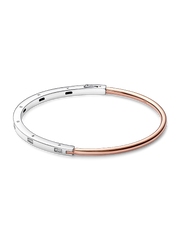 FINAL SALE - Pandora Signature Two-tone I-D Pavé Bangle - Sterling silver, 14k rose gold plating