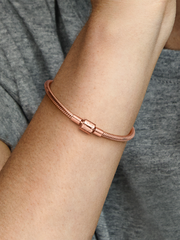 FINAL SALE - Pandora Moments Barrel Clasp Snake Chain Bracelet - 14k rose gold plating
