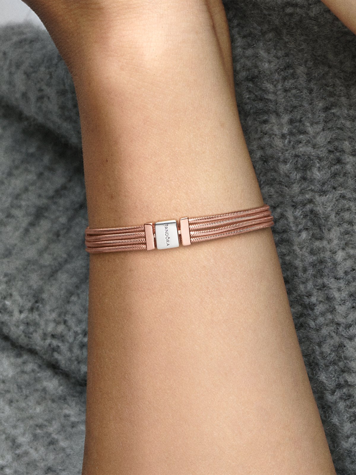 FINAL SALE - Pandora Reflexions™ Multi Snake Chain Bracelet - Sterling silver, 14k rose gold plating