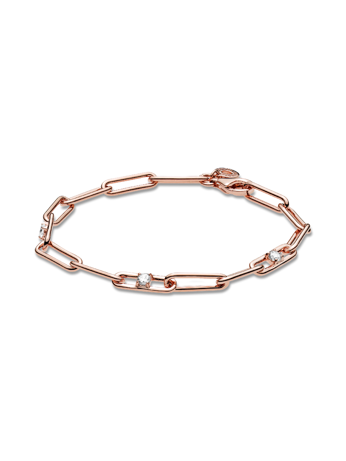 FINAL SALE - Link Chain & Stones Bracelet - 14k rose gold plating