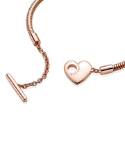 Pandora Moments Heart T-Bar Snake Chain Bracelet - 14k rose gold plating