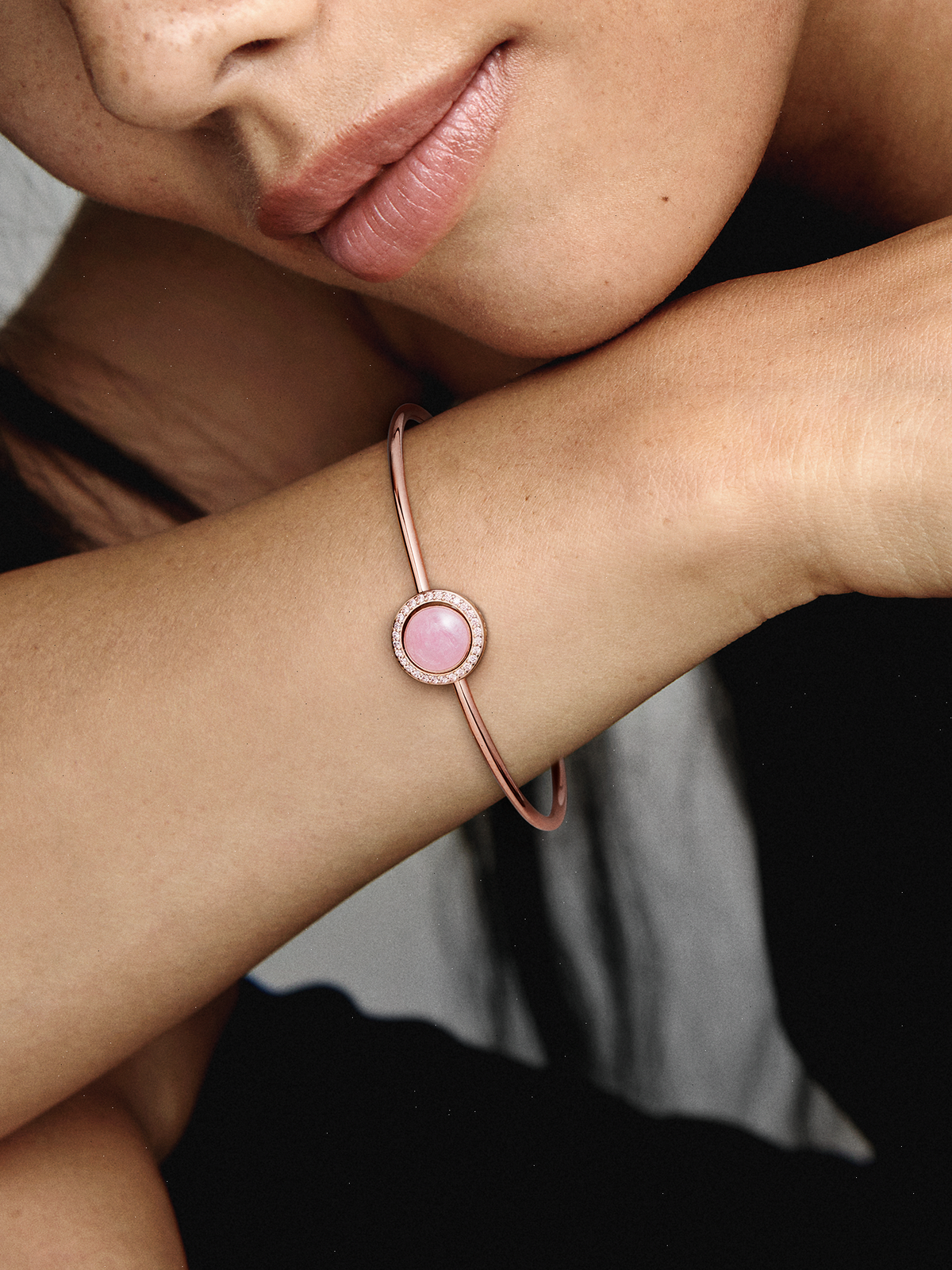 FINAL SALE - Pink Swirl Bangle - 14k rose gold plating