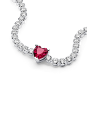 Red Sparkling Heart Tennis Bracelet - Sterling silver