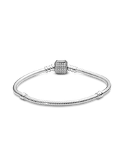 FINAL SALE - Pandora Moments Sparkling Pavé Clasp Snake Chain Bracelet - Sterling silver