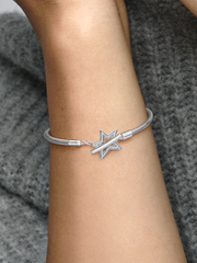 FINAL SALE - Pandora Moments Asymmetric Star T-bar Snake Chain Bracelet - Sterling silver
