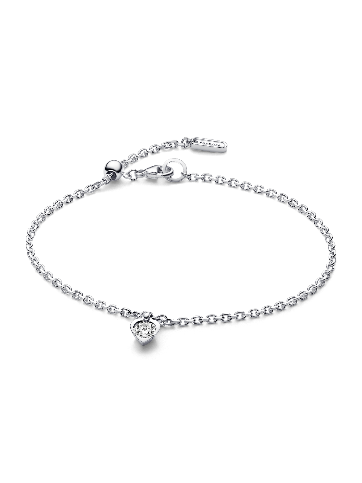 FINAL SALE - Pandora Talisman Sterling Silver Lab-grown Diamond Heart Chain Bracelet - 0.25 ct TW, Sterling silver