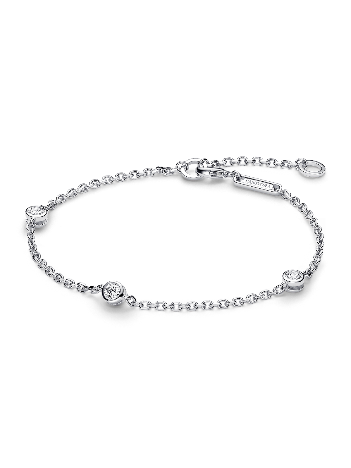 FINAL SALE - Pandora Era Bezel Sterling Silver Lab-grown Diamond Station Chain Bracelet - 0.30 ct TW, Sterling silver