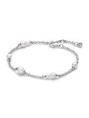 Treated Freshwater Cultured Pearl Station Chain Bracelet - Sterling silver