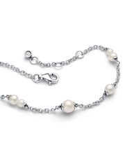 Treated Freshwater Cultured Pearl Station Chain Bracelet - Sterling silver