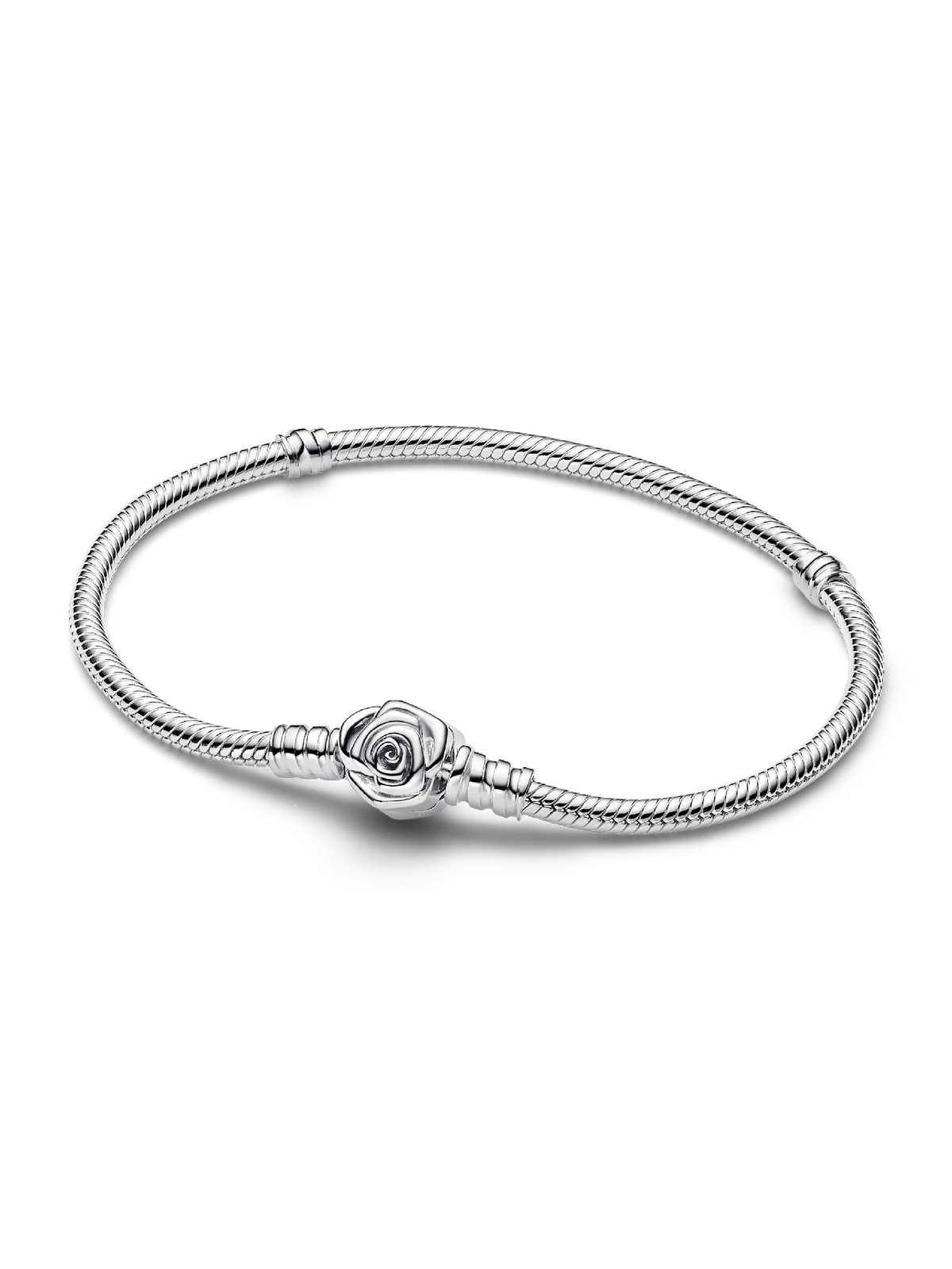 Pandora Moments Rose in Bloom Clasp Snake Chain Bracelet - Sterling silver